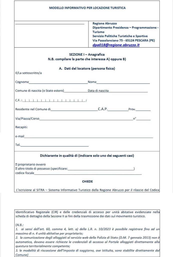 Procedura di acquisizione CIR Abruzzo_modulo