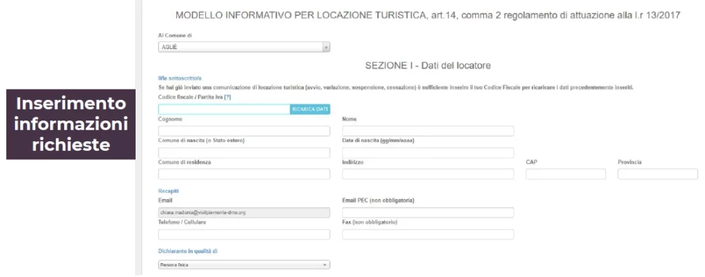 Procedura CIR Piemonte_dati del locatore