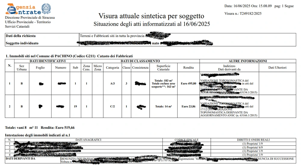 come scaricare una visura catastale online_visura sintetica