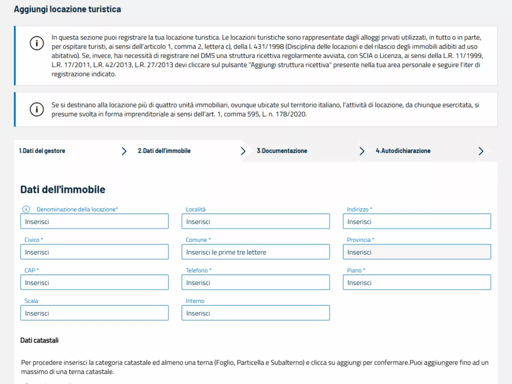 Prima parte dei Dati immobile Dati immobile - Prima parte