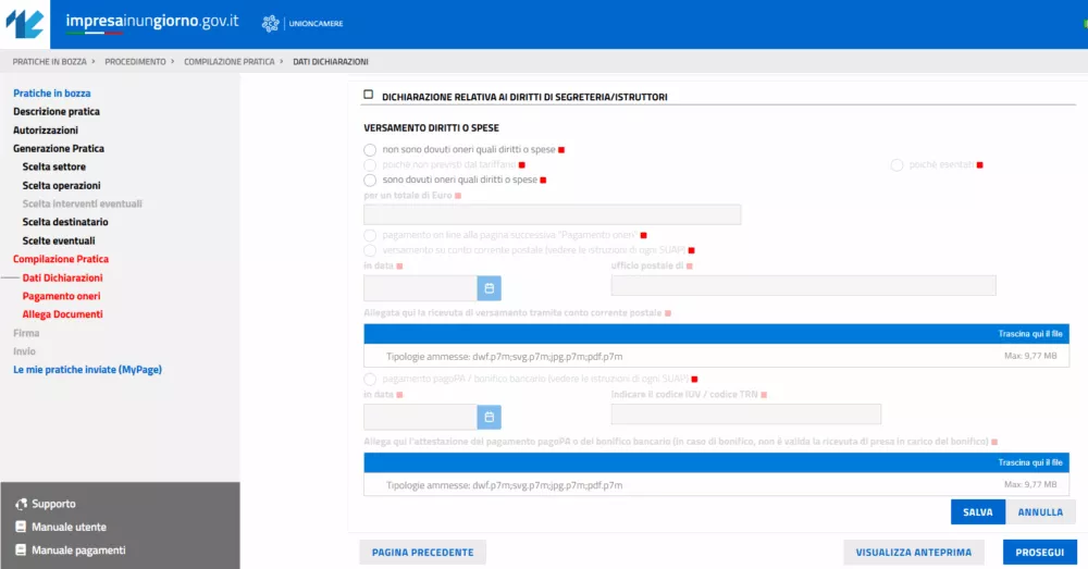 impresa in un giorno pagamento oneri