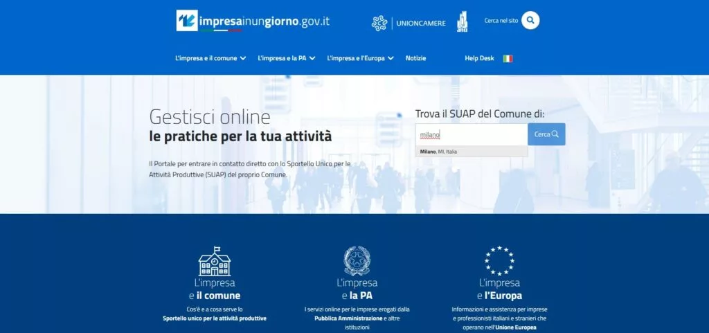 Impresa in un giorno - Homepage