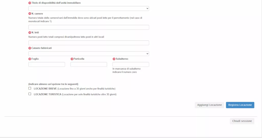 Registra Locazione Registrazione Locazione
