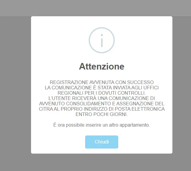 Registrazione avvenuta