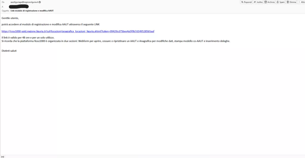 Link per la registrazione