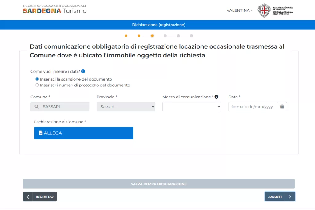 Prima modalità invio dati comunicazione