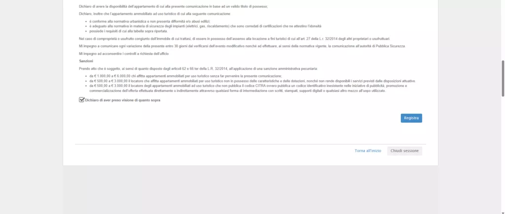 Dichiarazioni e sanzioni